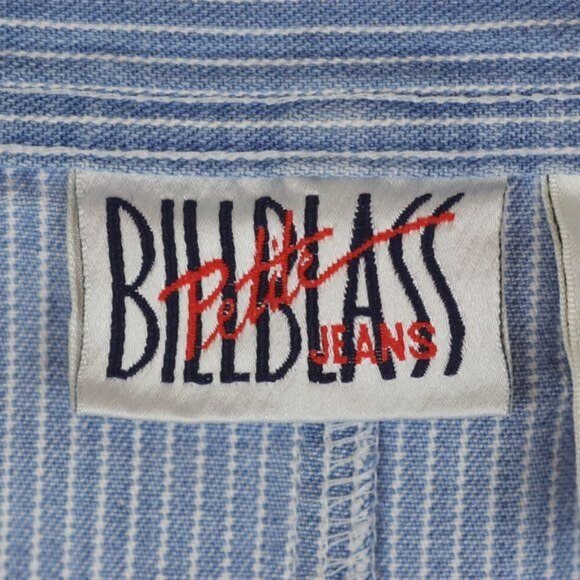 Bill Blass Vintage Women’s Size 8 Petite Blue White Striped Denim Mini Skirt - Picture 6 of 8